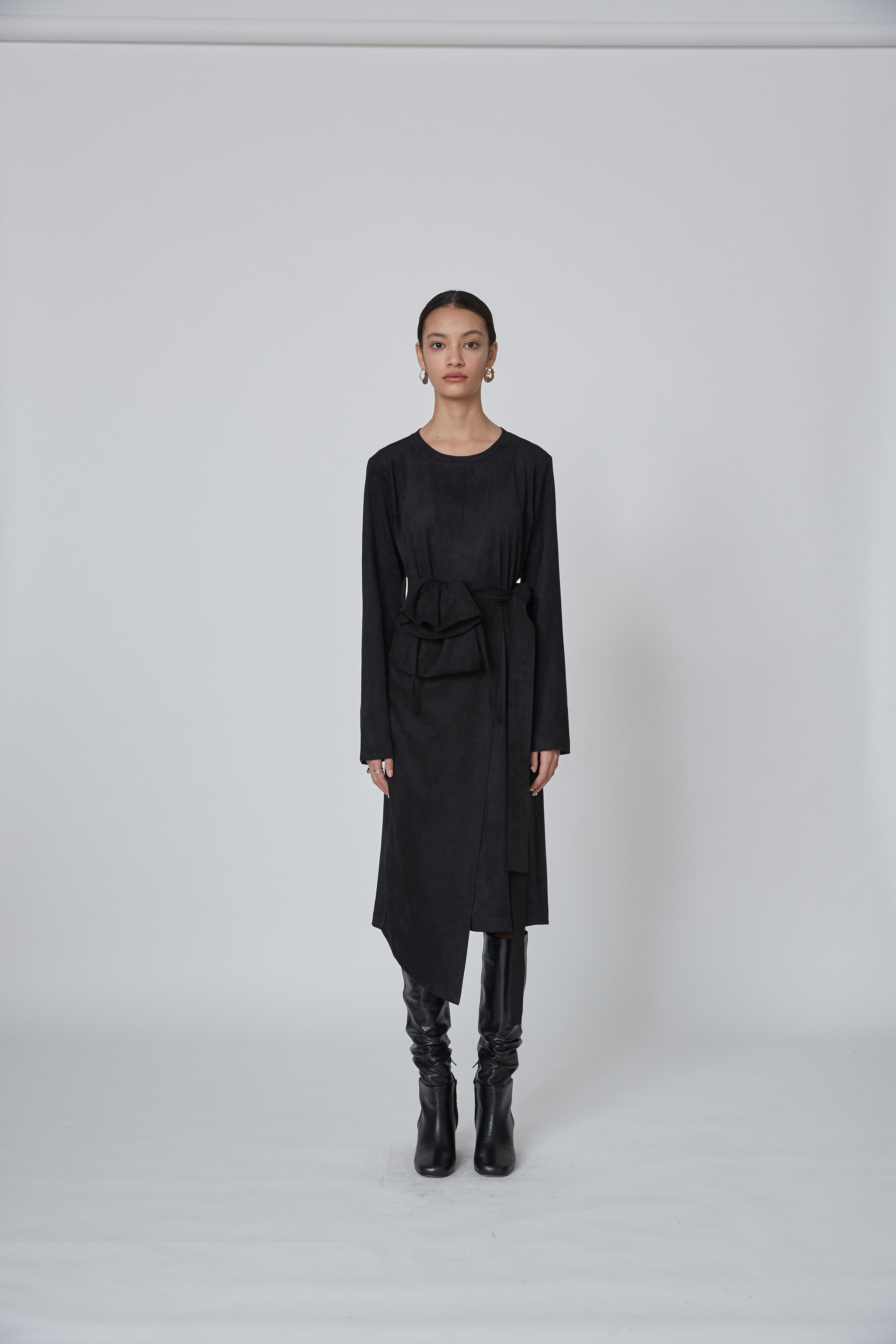Faux suede wrap dress