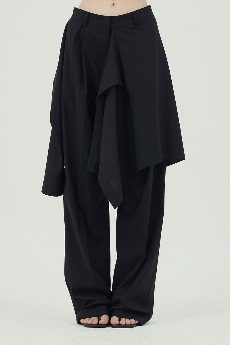 Layered shirt raw-edge cut pants – GOEN.J