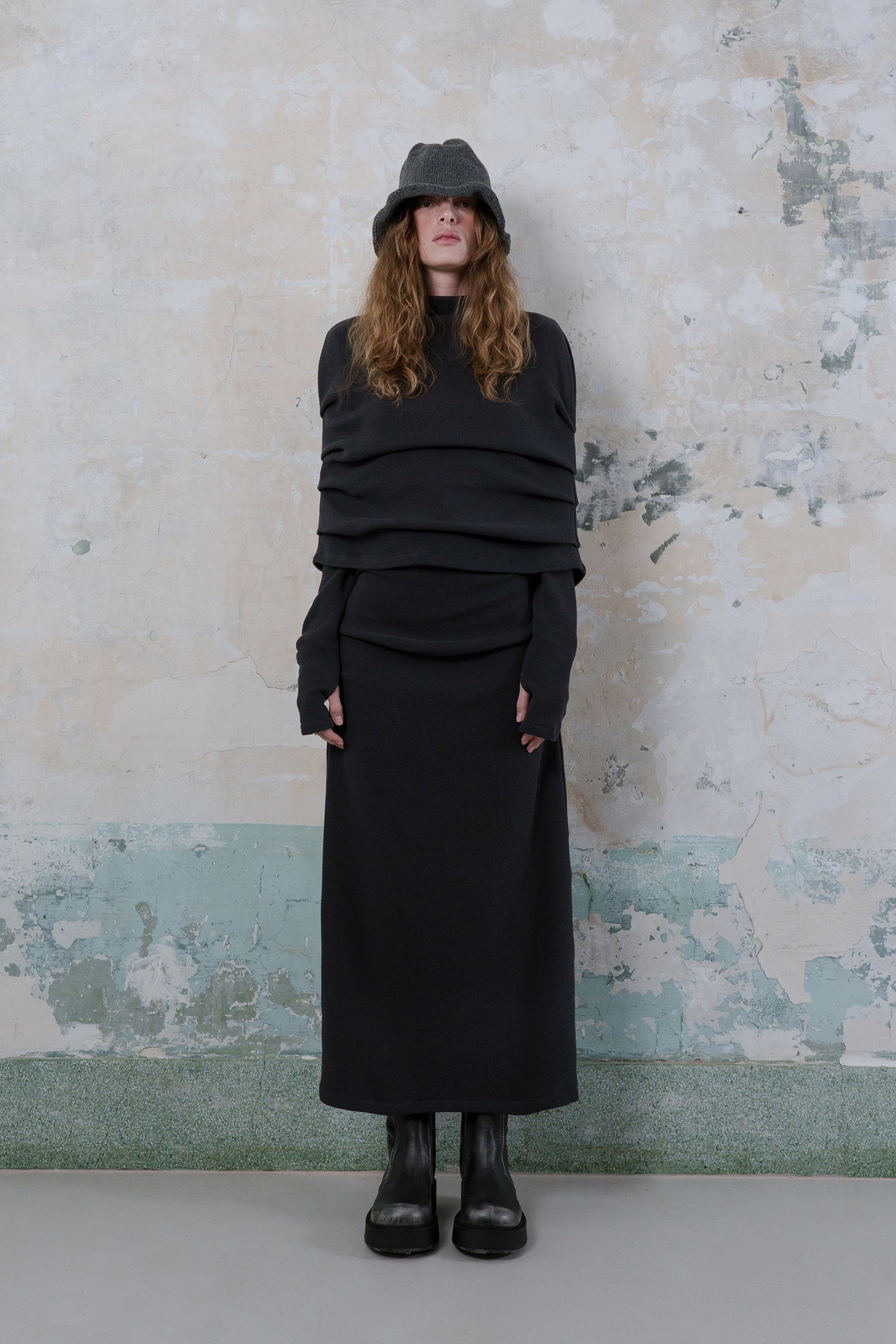 Cape-effect knitted dress Cape-effect knitted dress