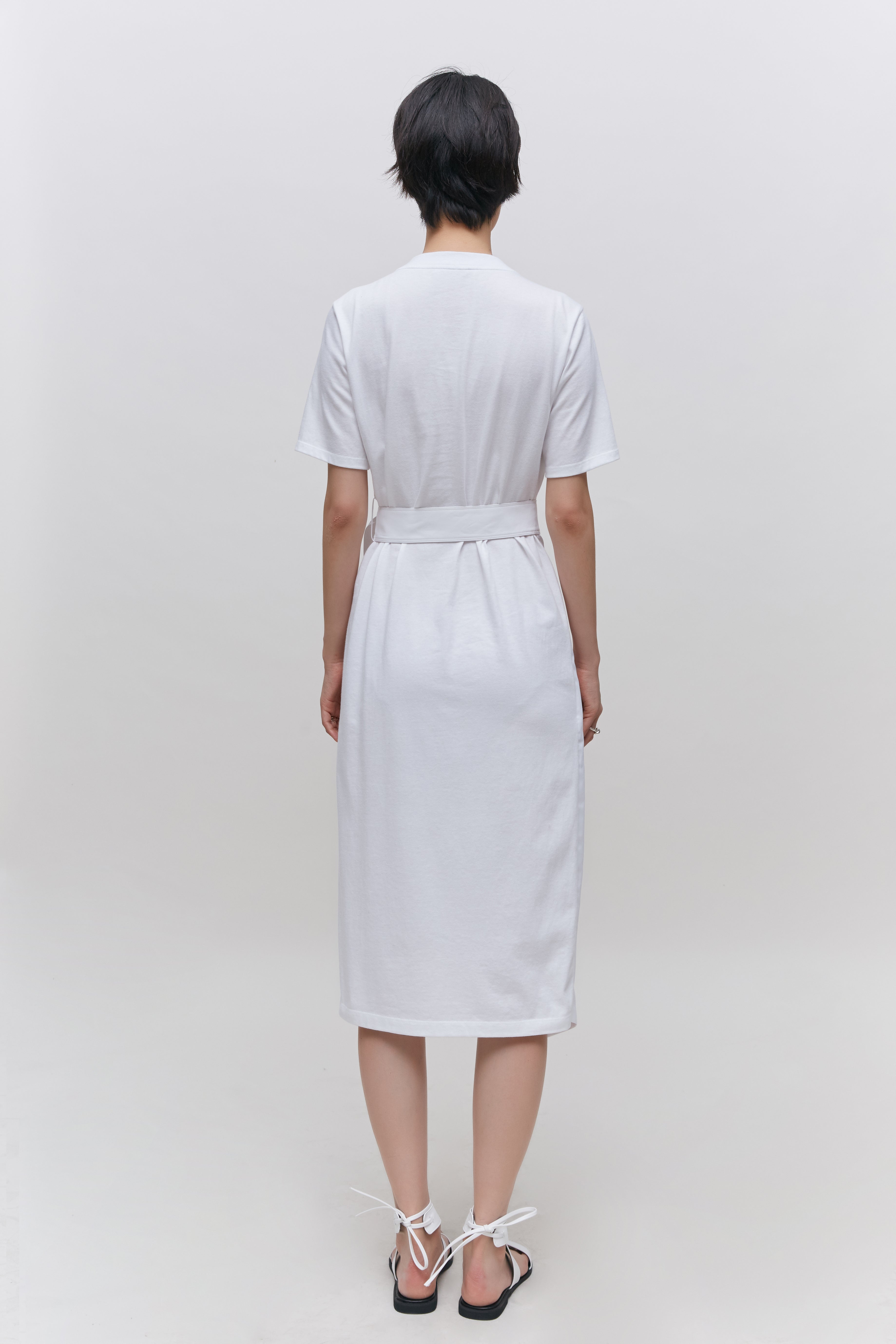 Overlay cotton jersey and poplin wrap dress GOEN.J Overlay cotton jersey and poplin wrap dress GOEN.J