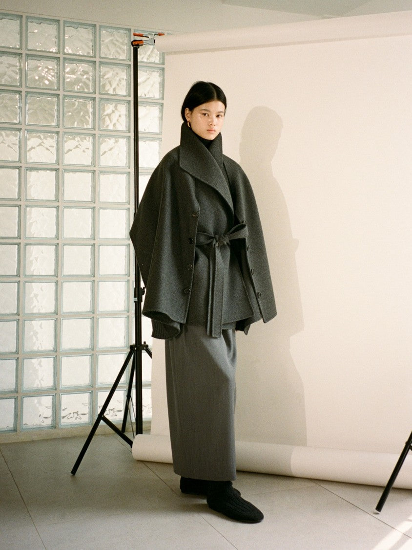 Hooded double-faced wool zip-up jacket – GOEN.J