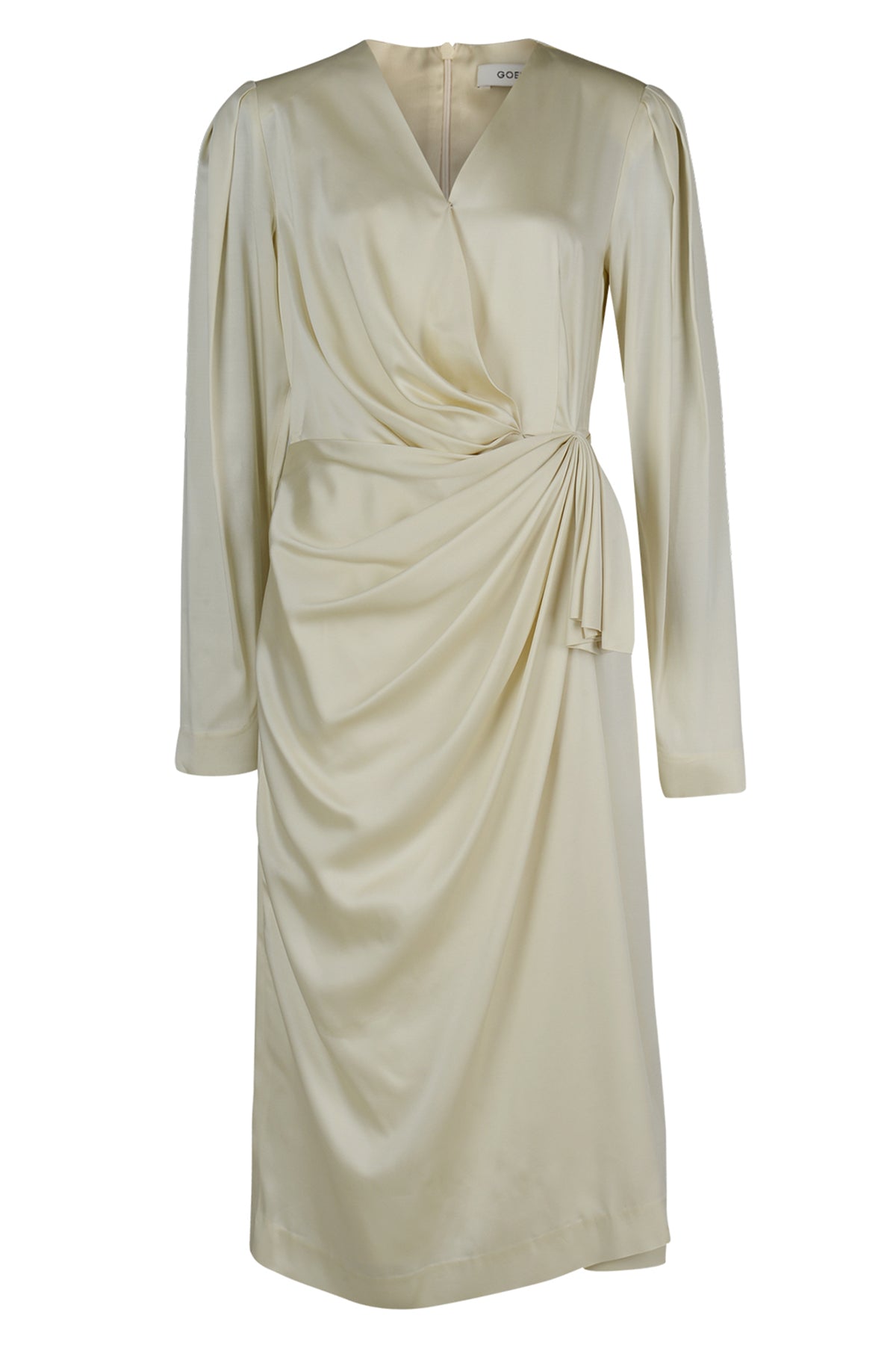 Crepe draped wrap satin dress – GOEN.J