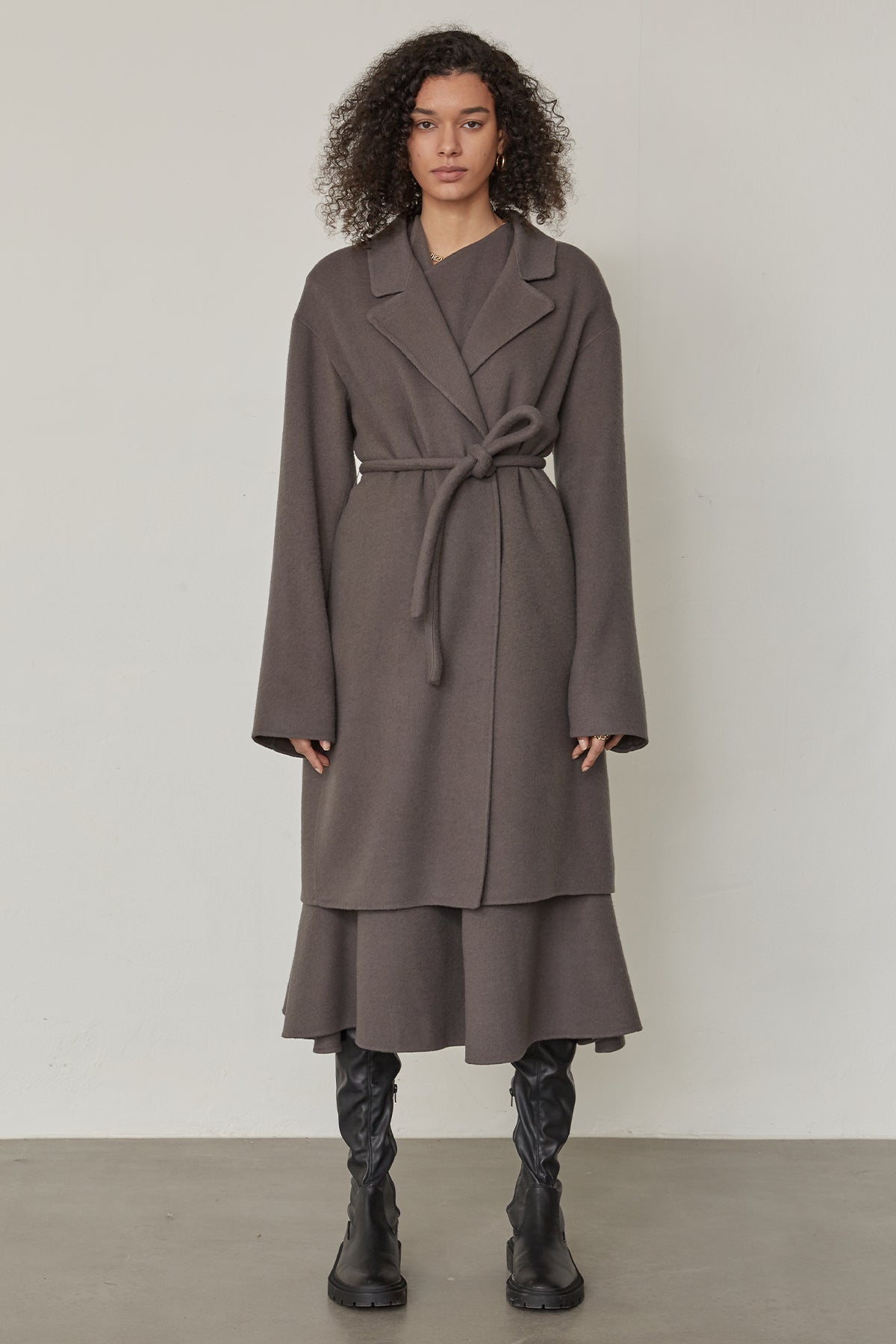 Double-faced wool-blend robe coat - WARM GREY / S