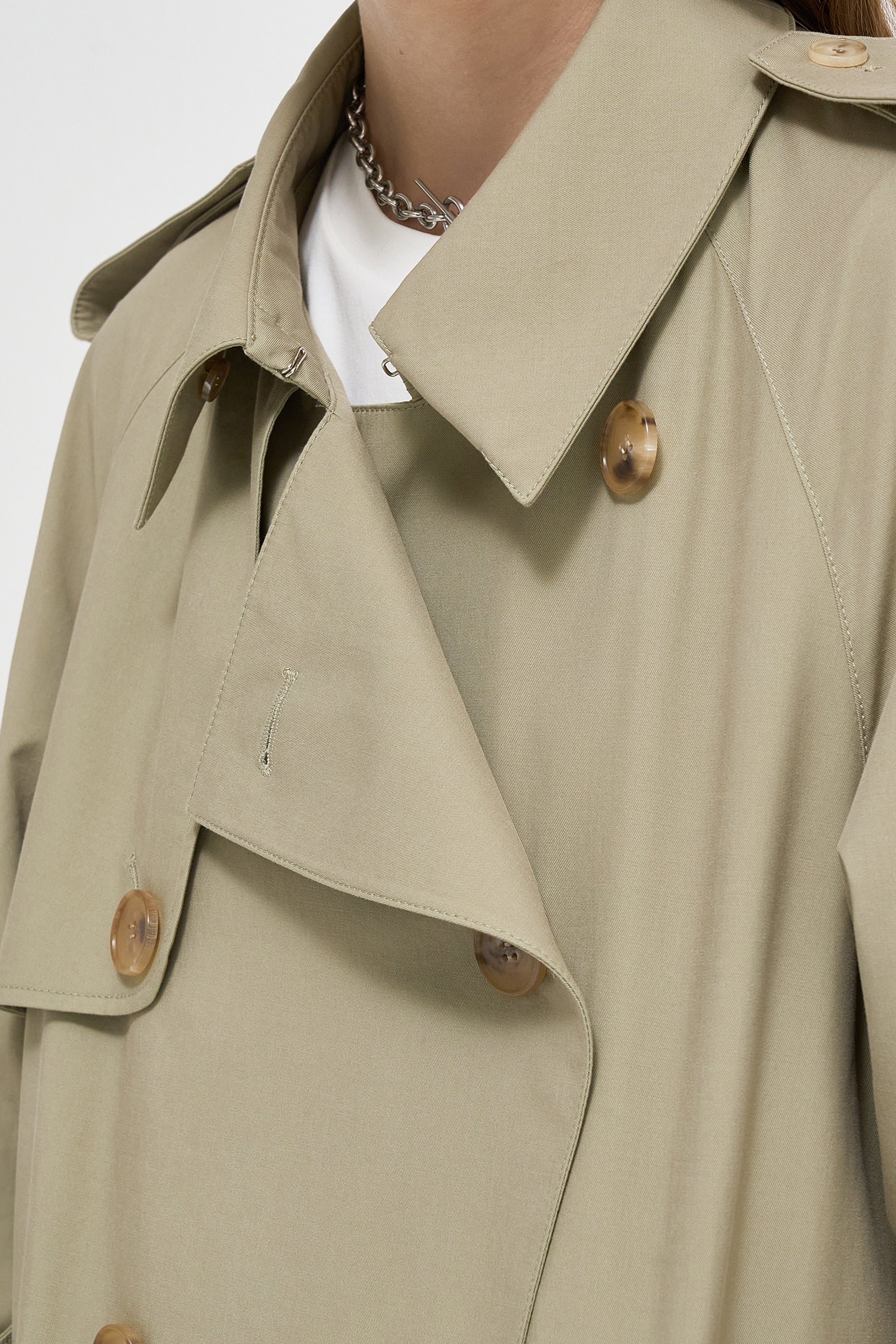 Double-breasted handkerchief hem trench coat – GOEN.J