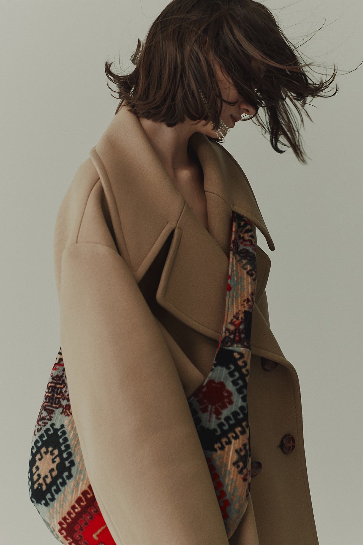 Oversized double-breasted wool pea coat – GOEN.J