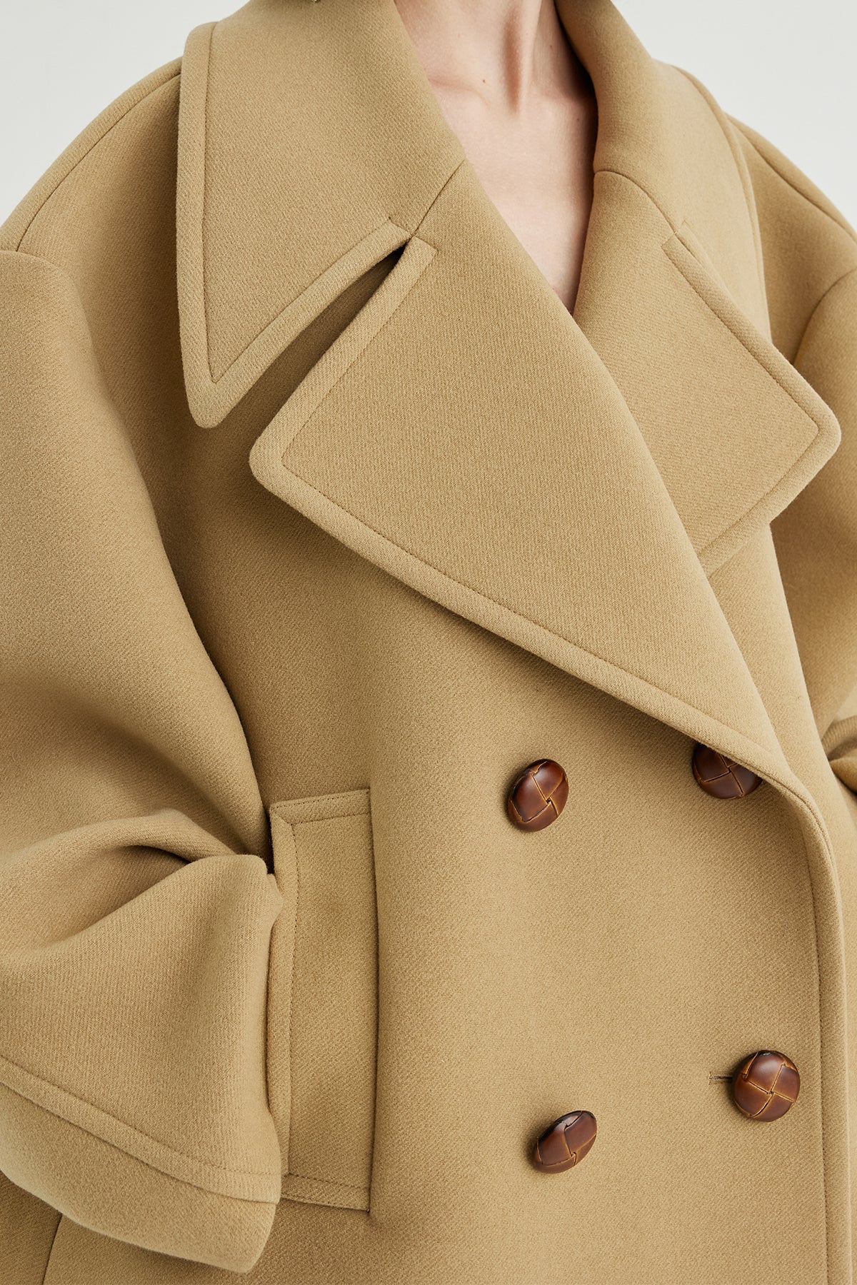 Oversized double-breasted wool pea coat – GOEN.J