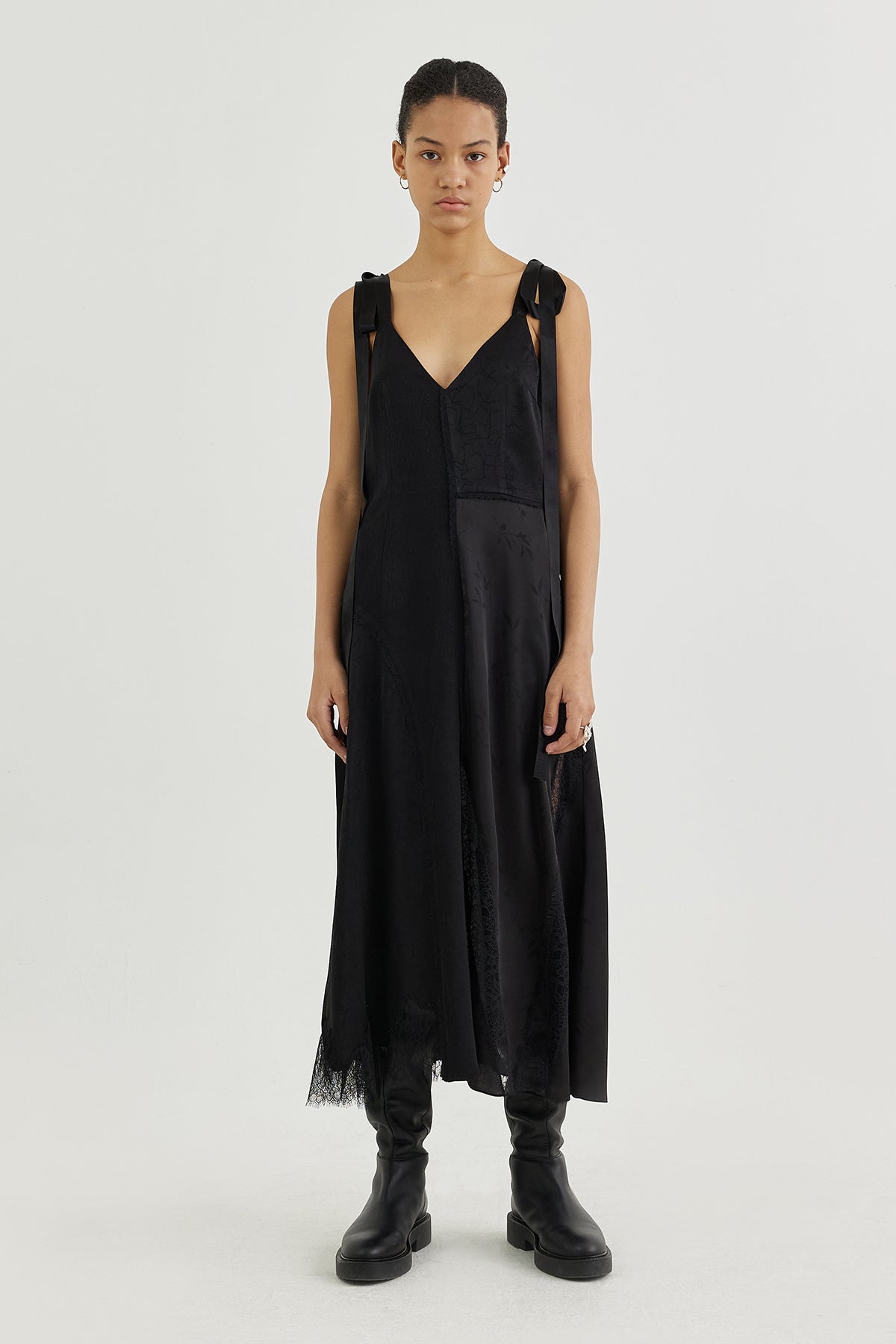 Plunge-back lace-insert slip dress Plunge-back lace-insert slip dress