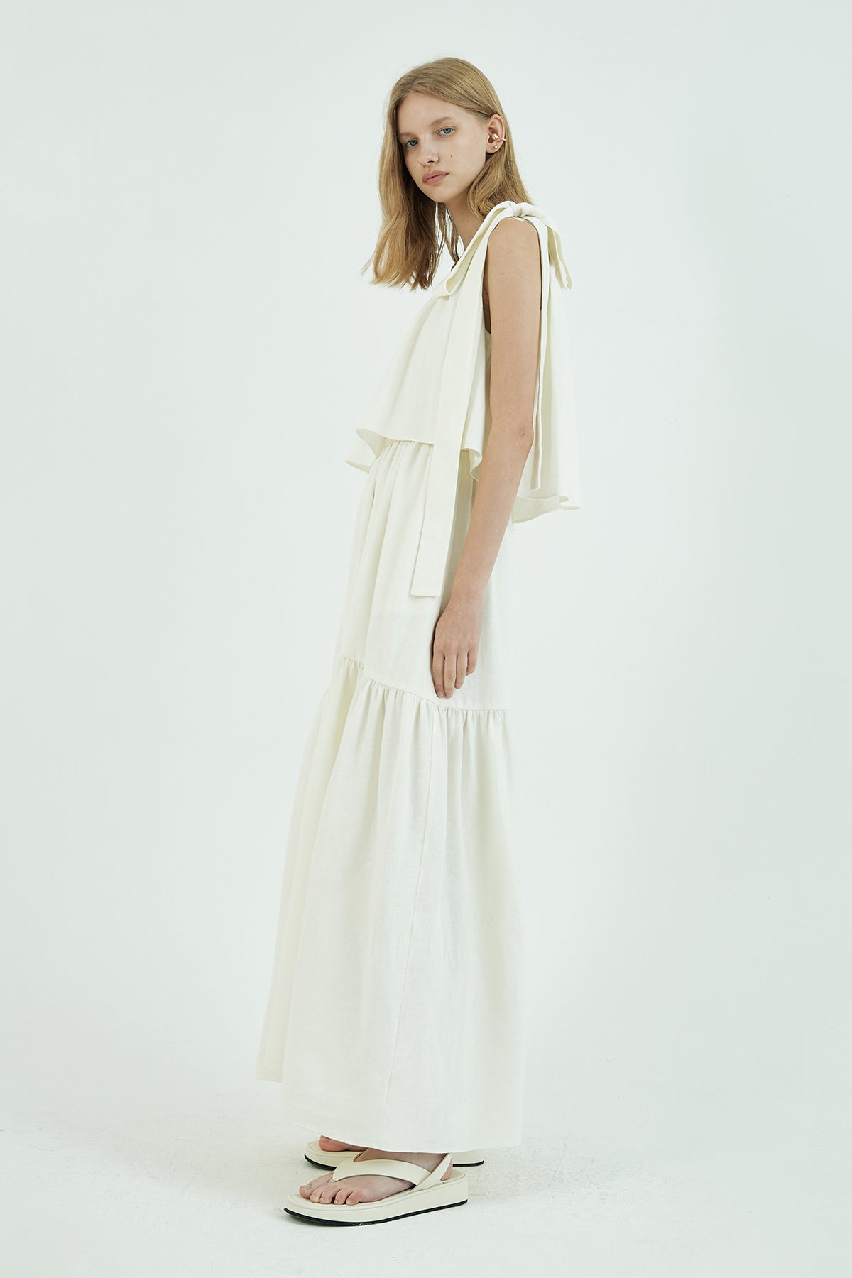 goen.j one shoulder dress Goen.J Gathered One-shoulder Long Dress