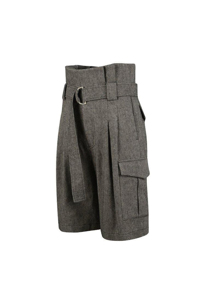 Belted paperbag-waist bermuda pants - GOEN.J