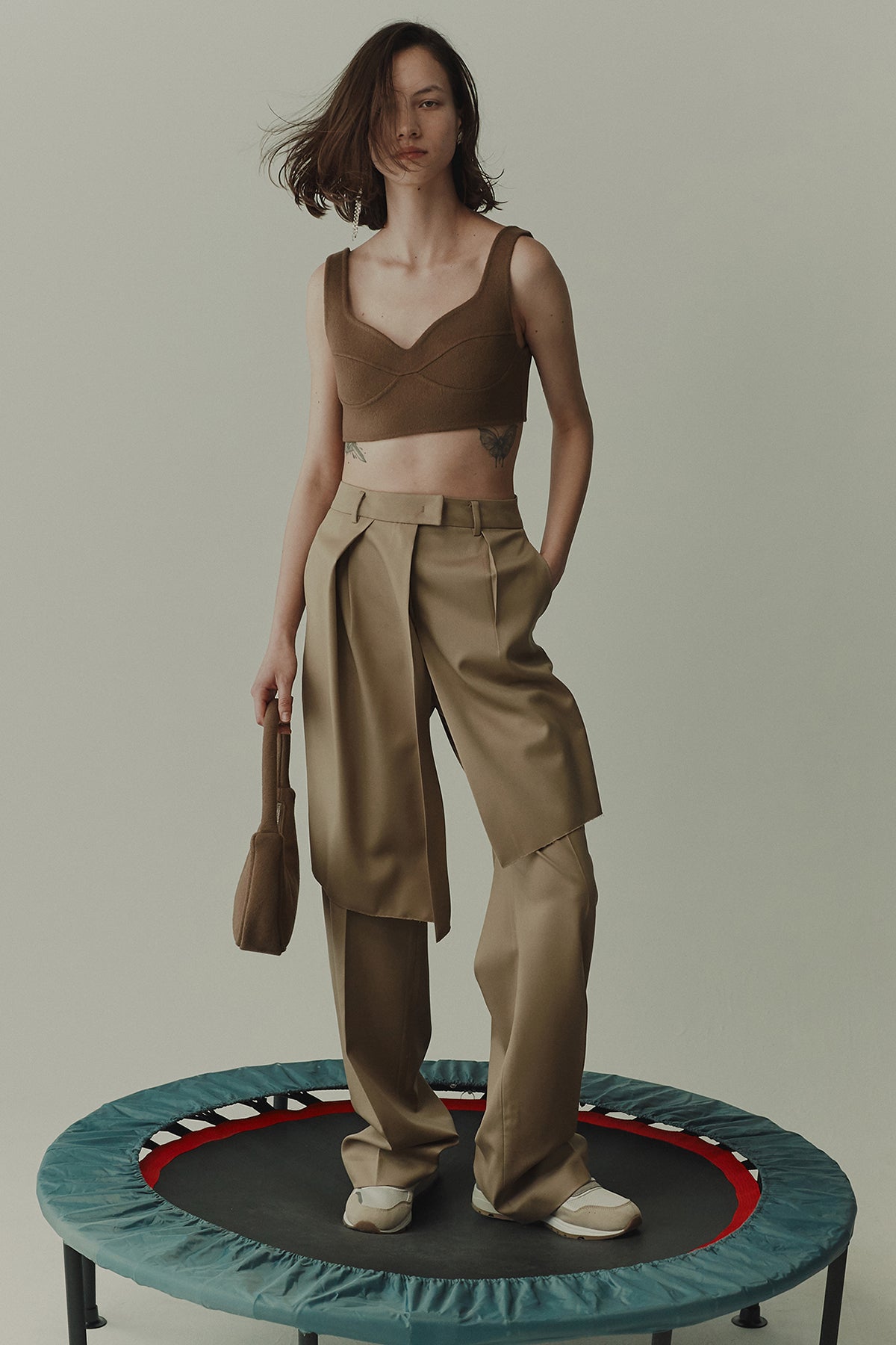 Front layered wrap shorts paneled wool pants – GOEN.J
