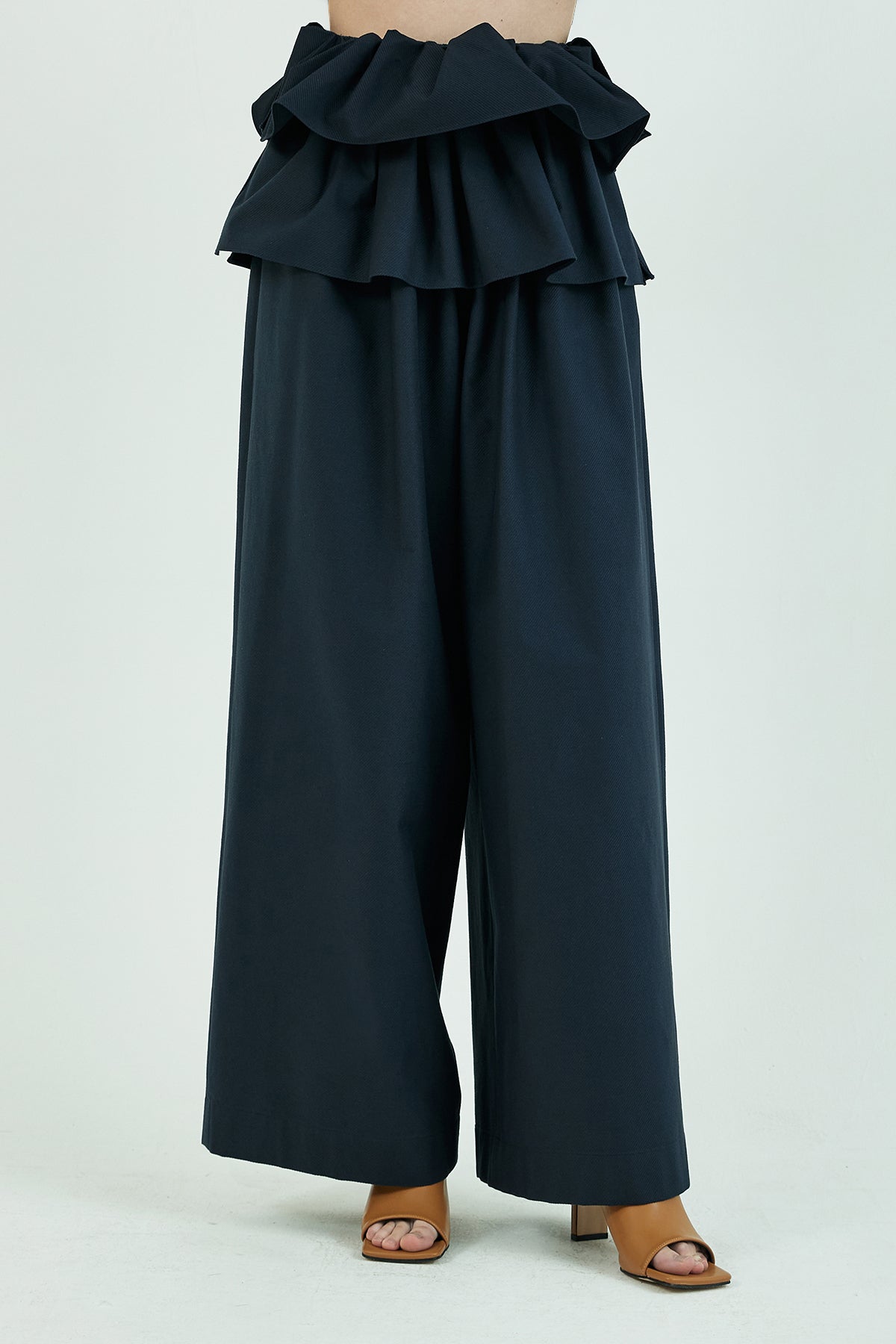 Buy Women's Ruffle Palazzo Trouser Pant | Women's Ruffle Pants Split High  Waist Crepe Palazzo Overlay Pant Skirt (M-01) at Amazon.in