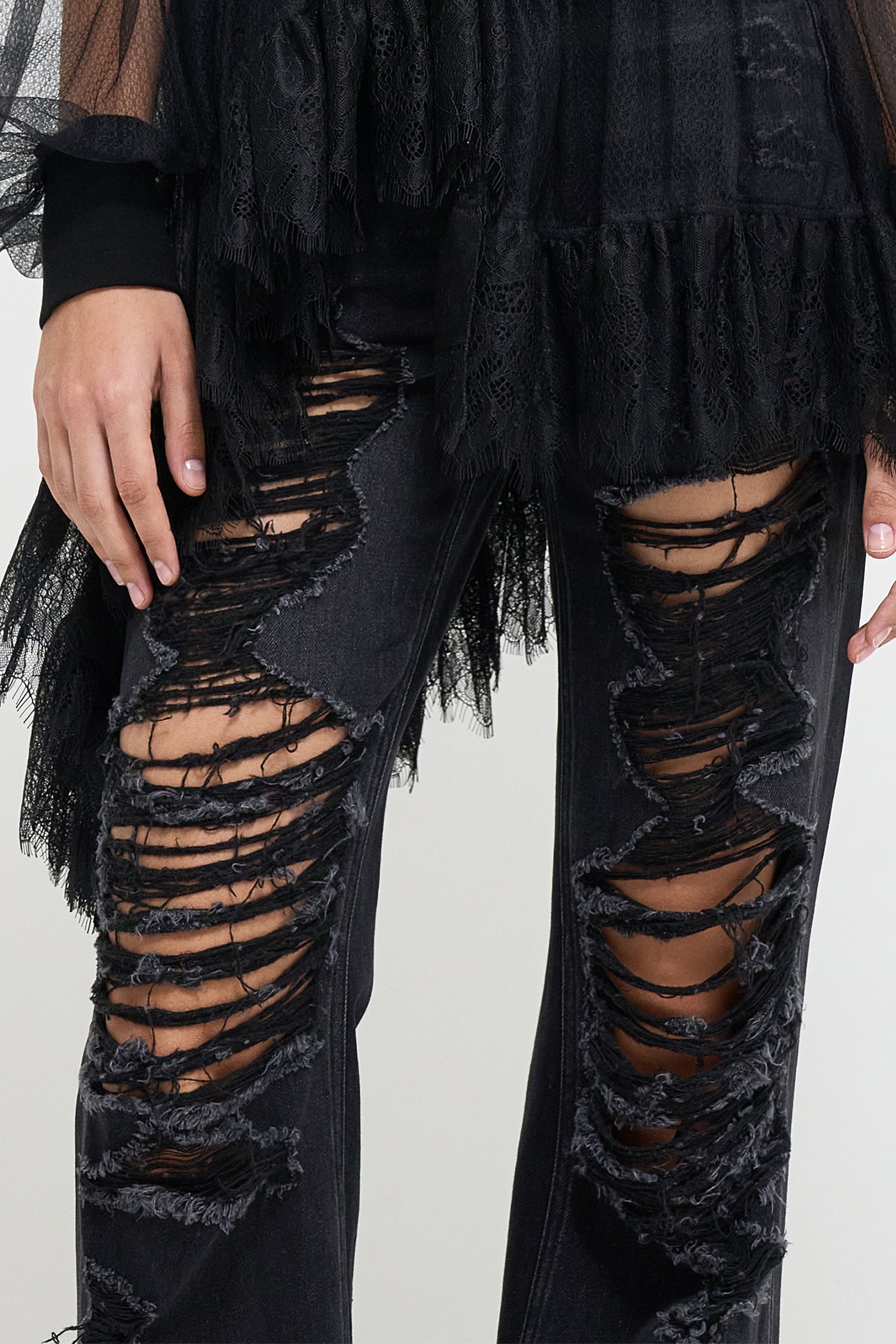 Menue Ripped Ripped straight-leg full length jeans – GOEN.J